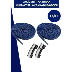 Resim Dopar Elastik Akıllı Kilitli Mıknatıslı Metal Tak Bırak Spor Ayakkabı Bağcığı 100 cm 