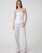 Resim Normal Bel Düz Paça Kot Pantolon Pamuklu Düğmeli - Balloon Fit Jeans 