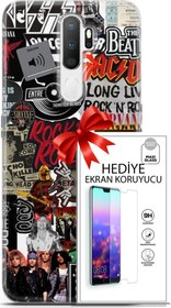 Resim Oppo A5 2020 Kılıf Orijinal Seri Punky 30 Rock'N Roll Kenarları Şeffaf Kapak Ve Ekran Koruyucu 