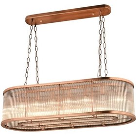 Resim Lampaluce Albinia Özel Çubuk Taşlı Salon Sarkıt Avizesi Yemek Masası Üzeri Bakır 16'lı 60x100cm Bakır 