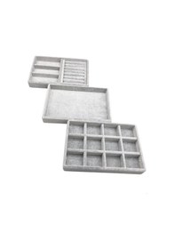 Resim Yerli Üretim Süet Kumaş Gri Renk 3 Lü Takım Çekmeçe İçi Gri 