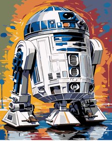 Resim wombhobby R2D2 starwars Sayılarla Boyama Seti 80X100 Cm Çerçeveli (Kasnağa ) Gerili 