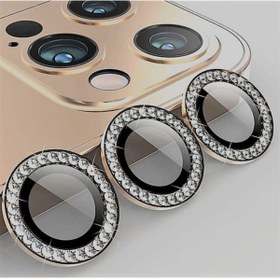 Resim Iphone 11 Pro / 11 Promax / 12 Pro Gold Uyumlu Swarovski Taşlı Kamera Lensi Koruma 