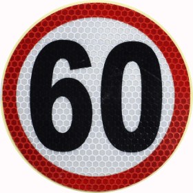 Resim Badem10 Reflektörlü Fosforlu Bant Tır Kamyon Dorse Arkası "60" Hız Yazısı 11 cm 