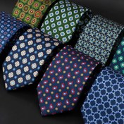 Resim Yenilik Moda Erkeklerin 7.5cm Geometrik Trend Kravatı, Yeşil Mavi Turuncu, Düğün, İş Toplantısı ve Günlük Giyim Aksesuarı 