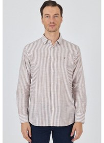 Resim Kahverengi Kısalabilir Kol Cepsiz Pamuk Casual Comfort Fit Gömlek 1004250128 Kahverengi 