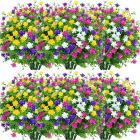Resim 10 Paket Karışık Renk Eukaliptüs ve Kameria Yapay Çiçekler - UV Dayanıklı Plastik, Canlı Dış Mekan Dekoru Bahçe, Bahçe, Veranda, İç/Dış Kullanım İçin, Düğünler ve Nişanlar İçin Mükemmel, İç Mekan Çiçekleri | Canlı Yapay Çiçekler | Dayanıklı Plastik 