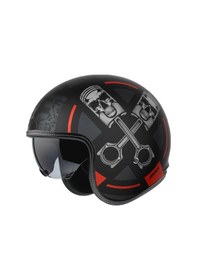 Resim Motosiklet Kaskı Retro Güneş Vizörlü Hornet S Sv Skulls B5 Matt Red Motorcu Kask Çok Renkli 