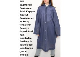 Resim Kl Home XL Beden Süper Lüks Eva Kapşonlu Yağmurluk Su Geçirmez 0,32 MICRON- Lacivert Renk 