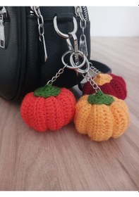 Resim Örgü Amigurumi Bal Kabağı Anahtarlık 