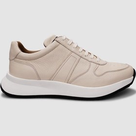Resim Cabani Hakiki Deri Bej Bağcıklı Erkek Spor Ayakkabı Bej 