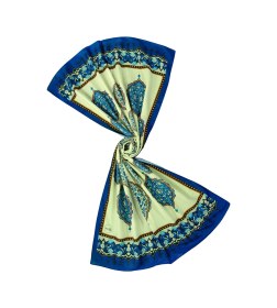 Resim Mim Eşarp Işıl İpek Soft Pamuklu Etnik Desenli Şal 75x190 Cm Saks 