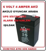 Resim 6 Volt 4 Amper Kuru Tip Akü Batarya Pil Işıldak Aküsü 