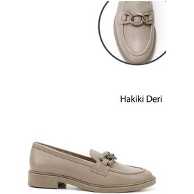 Resim Gönderi R Bej Tokalı Hakiki Deri Loafer Ayakkabı Bej 