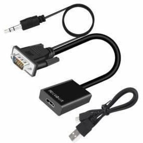 Resim Vga Hdmi Dönüştürücü Kablo + Audio Ses Çevirici Vga To Hdmi 