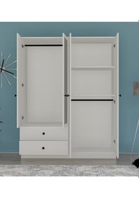 Resim Metalia Gm 079 Novado Aynalı Düğme Kulplu 4 Kapı 2 Çekmeceli Gardırop 