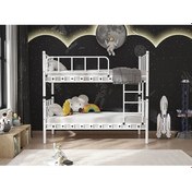 Resim Zambak Genç Yatak Odası Metal Ranza Ve Karyola -90 X 190 Cm Beyaz 