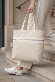 Resim Lacomfor Fermuarlı Tote Bag Plaj Omuz Çantası Oxford Kumaş İç Cepli Mini Cüzdanlı 37x43 cm 
