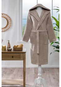 Resim Özdilek Woven Kapüşonlu Bornoz Bej 