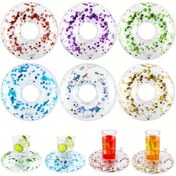 Resim 6 Paket Şeffaf Parıltılı Şişme İçecek Tutucular, Havuz Partisi için Yüzen Bardak Altlıkları, Yetişkin Yüzme Simidi İçecek Şamandıraları, PVC Havuz ve Su Oyuncakları, 14 Yaş ve Üzeri İçin Yüzen Bar 