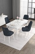 Resim Canisa Noa Serisi 80x132 Açılabilir Mdf Beyaz Mermer Desen Masa Takımı 4 Antrasit Sandalye 