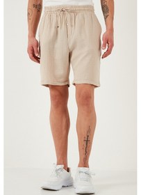 Resim Buratti % 100 Pamuk Regular Fit Normal Bel Müslin Erkek Short Cf25S657802 Bej 
