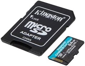 Resim Kingston 64GB Canvas Go Plus microSD Card | Up to 200MB/s | Class 10, UHS-I, U3, V30, A2 | SDCG4/64GB 