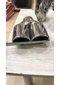 Resim Çift Çıkış Egzoz Ucu Paslanmaz Krom Eğik Uçlu Kartal Logolu 