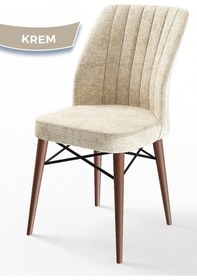 Resim Canisa Concept Flex Serisi, Üst Kalite Mutfak Sandalyesi, Gürgen Ceviz Ahşap Ayak, Krem Sandalye Sandalye Krem Ayaklar Ceviz 