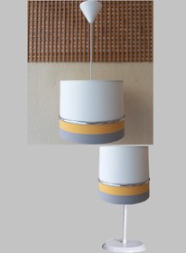 Resim Genel Markalar BEYAZ GRİ SARI KUMAŞ KAPLAMA 2.Lİ SET YATAK ODASI GENÇ VE ÇOCUK ODASI AVİZE VE ABAJUR SETİ 