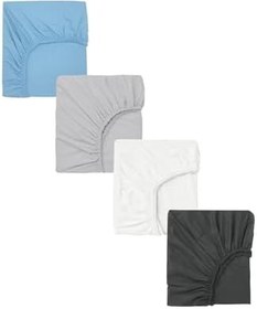 Resim 4 Adet Pamuklu ve Lastikli 60 x 120 x 15 cm Penye Bebek Çarşaf 