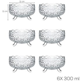 Resim Porsima Rygx074 Dream Bowl 6lı Ayaklı Cam Kase Puding Tatlı Ve Dondurma Kasesi Lokumluk Şekerlik Kase Seti Çerez Kasesi 11x11cm Şeffaf 