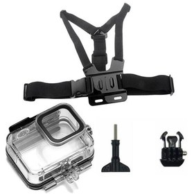 Resim Gopro Hero 8 Waterproof Housing Ve Göğüs Kemeri 4 Parça Set Go208 