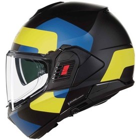 Resim Nolan N120-1 Omocromo 346 Çene Açılır Kask Siyah - Sarı - Mavi 
