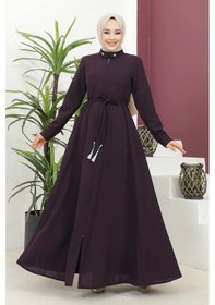 Resim Burgu Kemerli Dokuma Kumaş Mevsimlik Mevlana Ferace - Mürdüm / F0131 Mürdüm 