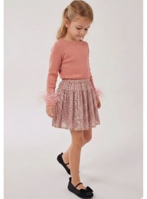 Resim My Kids Wear Kız Çocuk Bayramlık Payet Etekli Takım 12537 Bej - Kahverengi 