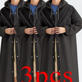 Resim 3 siyah su geçirmez kalın açık hava boş zaman yetişkin açık hava sporları yağmurlukları, rüzgar geçirmez ve su geçirmez EVA kalın tam vücut tulumu yağmurluk seyahat için, açık hava bisikleti, taşınabilir yağmurluk, büzme ipi, yürüyüş, taşınabilir yetişkin kadın yağmurluk 