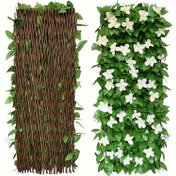 Resim ORISCONCA Yapay Sarmaşık & Orkide Gizlilik Çiti Ekranı - Genişleyebilen Hava Koşullarına Dayanıklı Plastik Yaprak Tasarım, Dış Mekan Bahçesi, Düğün, Patio Dekoru için - Bakım Gerektirmeyen Dekoratif Duvar Perdesi, Bahçe Telaşı, Kolay Kurulumlu 