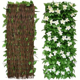 Resim ORISCONCA Yapay Sarmaşık & Orkide Gizlilik Çiti Ekranı - Genişleyebilen Hava Koşullarına Dayanıklı Plastik Yaprak Tasarım, Dış Mekan Bahçesi, Düğün, Patio Dekoru için - Bakım Gerektirmeyen Dekoratif Duvar Perdesi, Bahçe Telaşı, Kolay Kurulumlu 