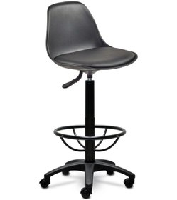 Resim Ofiscombin Ofis Kasiyer Hekim Eczane Sırtlı Bar Taburesi Sandalyesi Tabure Siyah Deri 00047499821 