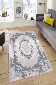 Resim Yatak Odası Halısı Gri Dekhera K4070 - 100X300 / Deri Taban 