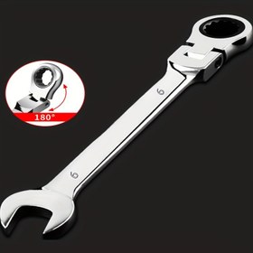 Resim Krom Vanadyum Çelik Cırcırlı Anahtar, 6-32mm Esnek Kafa, Ayarlanabilir Yükseklik, Leke ve Kum Geçirmez, Mekanik Çalışma, Ev Dekorasyonu, İnşaat, Mekanik Kullanımı İçin - Montaj Gerektirmez 