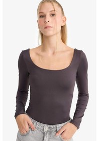 Resim Defacto Coool U Yaka Uzun Kollu Çıtçıtlı Bodysuit F8042ax25aubn549 Kahve 