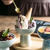 Resim YumiPLUS Seramik Tatlı Kaseleri 1 Adet - Japon Stili Yükseltilmiş Dondurma Sundae Kupaları, Vintage Esintili Yoğurt Kaseleri, Yaratıcı Tatlı İkram Pişirme Kek Kaseleri, Yuvarlak, Mikrodalga Güvenli 