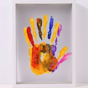 Resim 1PC Aile Eli Çerçevesi, 4 Eli Basabilir, 6 Renk Pigmentli Aile Fotoğraf Çerçevesi, Masaüstü DIY Duvar Dekoru, Sanat Ev Dekoru, Doğum Günü Partisi Dekoru, Düğün Yıldönümü Partisi Noel Hediyesi için 