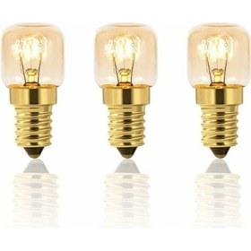 Resim 3'lü Paket 25w Kısılabilir Fırın Lambası, E14 T22, 25w Akkor Ampul, Y 