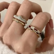 Resim 2'li Set, Çizgili Desenli Baskılı Yüzükler 