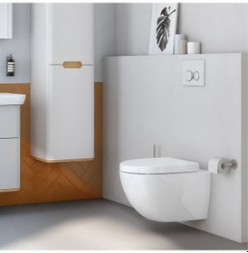 Resim Vitra Sento Kanalsız Klozet Beyaz Asma Klozet 7748b003-0559, Vitra Gömme Rezervuar Set 768-1851 Beyaz 