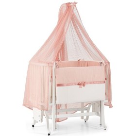 Resim Meltem Kids Mood Sallanır Ahşap Anne Yanı Beşik - 50x90 CM ( Beyaz- Pembe ) Pembe 