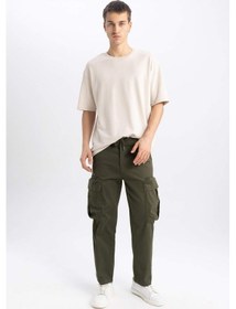 Resim Defacto Gabardin Pantolon Rustik Loose Fit Kargo Cepli B8606AX23WNKH341 Haki 